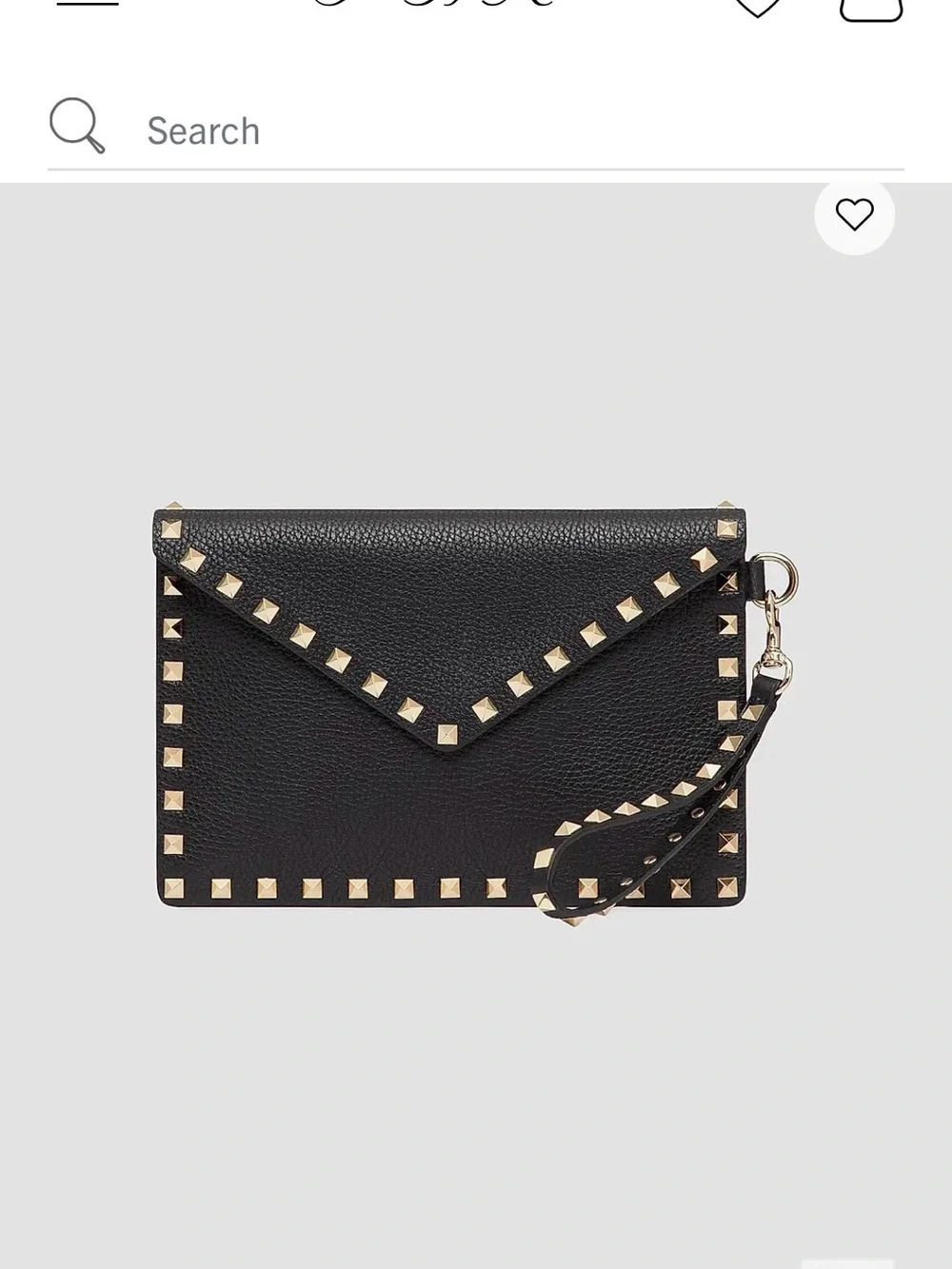 NWT Valentino Black Studded Envelope Wristlet Clutch - Gold Hardware pouch